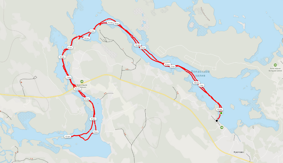 Карта пройденного пути в Лопастном заливе Вуоксы